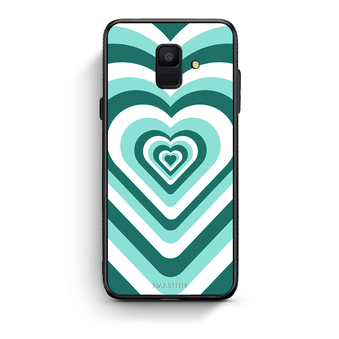 samsung A6 Green Hearts θήκη από τη Smartfits με σχέδιο στο πίσω μέρος και μαύρο περίβλημα | Smartphone case with colorful back and black bezels by Smartfits