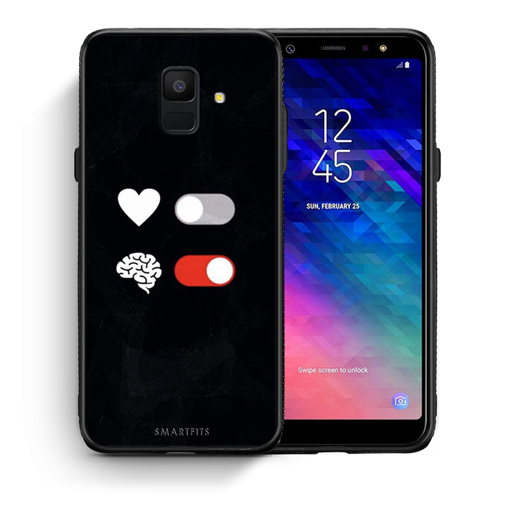 Θήκη Αγίου Βαλεντίνου Samsung A6 2018 Heart Vs Brain από τη Smartfits με σχέδιο στο πίσω μέρος και μαύρο περίβλημα | Samsung A6 2018 Heart Vs Brain case with colorful back and black bezels
