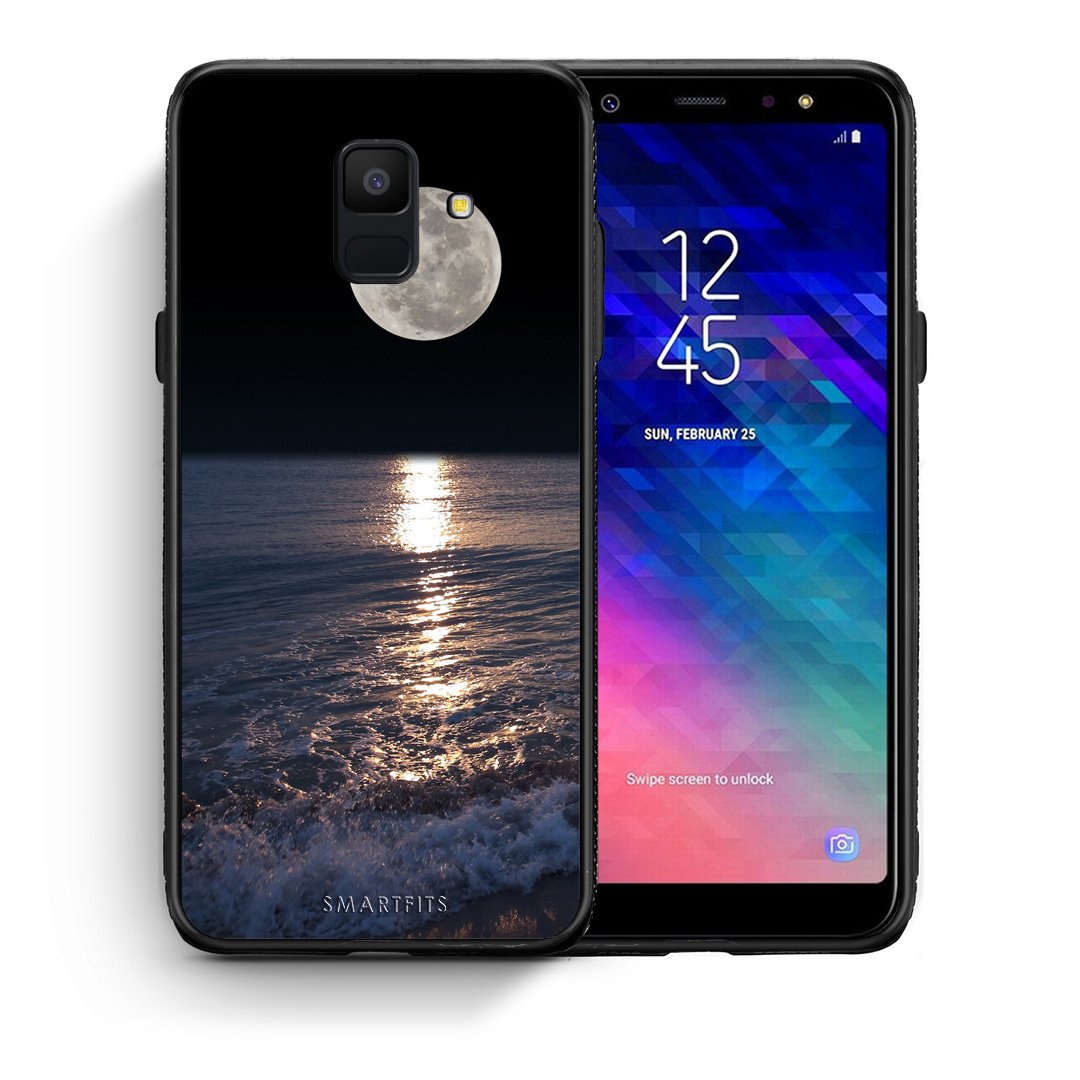 Θήκη Samsung A6 2018 Moon Landscape από τη Smartfits με σχέδιο στο πίσω μέρος και μαύρο περίβλημα | Samsung A6 2018 Moon Landscape case with colorful back and black bezels