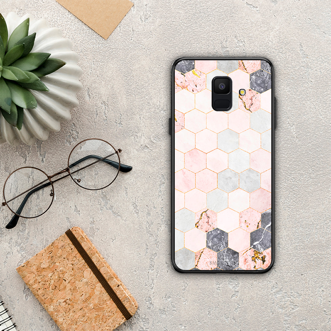 Marble Hexagon Pink - Samsung Galaxy A6 2018 case