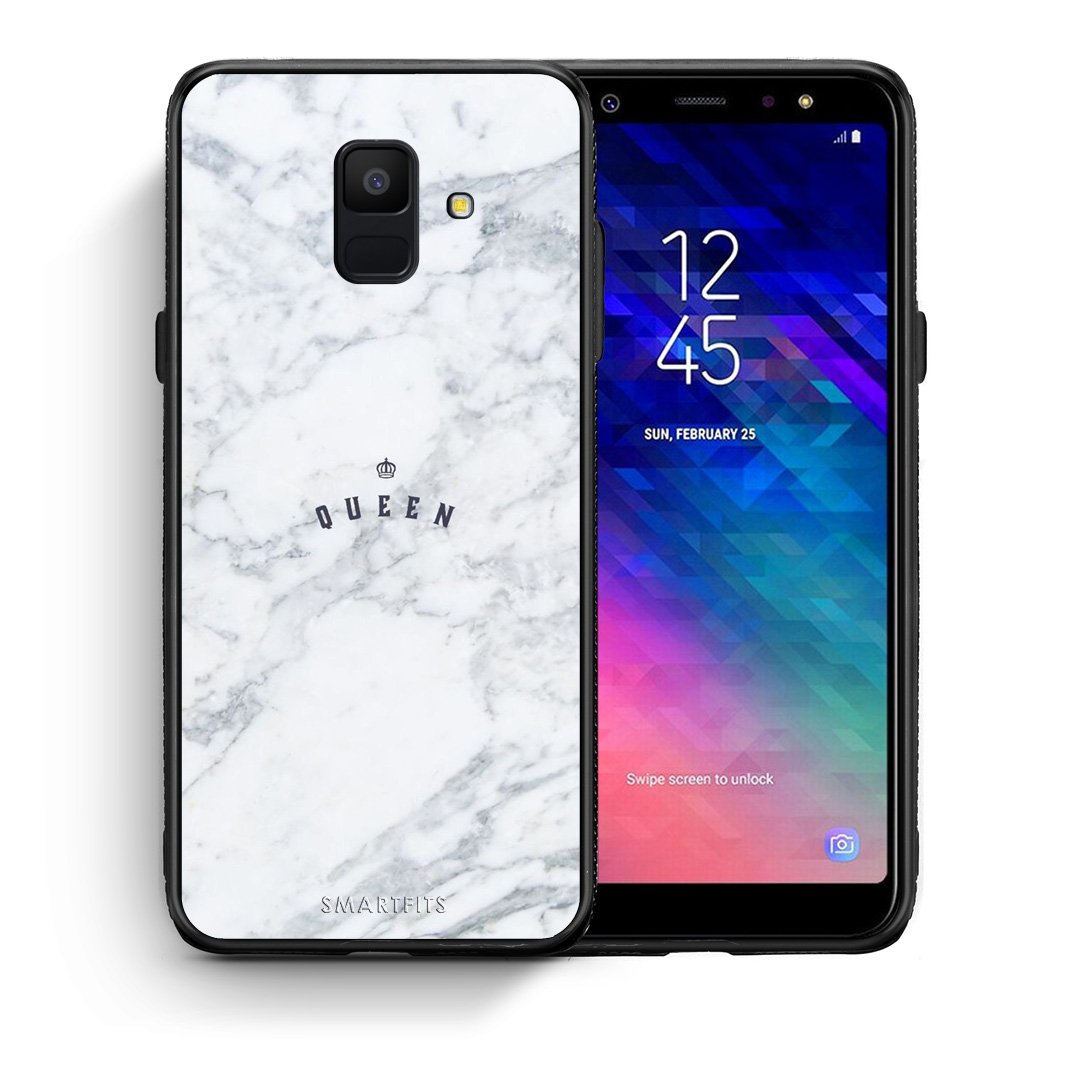 Θήκη Samsung A6 2018 Queen Marble από τη Smartfits με σχέδιο στο πίσω μέρος και μαύρο περίβλημα | Samsung A6 2018 Queen Marble case with colorful back and black bezels