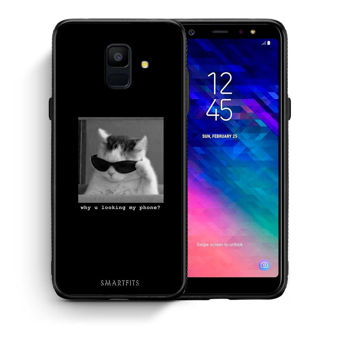 Θήκη Samsung A6 2018 Meme Cat από τη Smartfits με σχέδιο στο πίσω μέρος και μαύρο περίβλημα | Samsung A6 2018 Meme Cat case with colorful back and black bezels