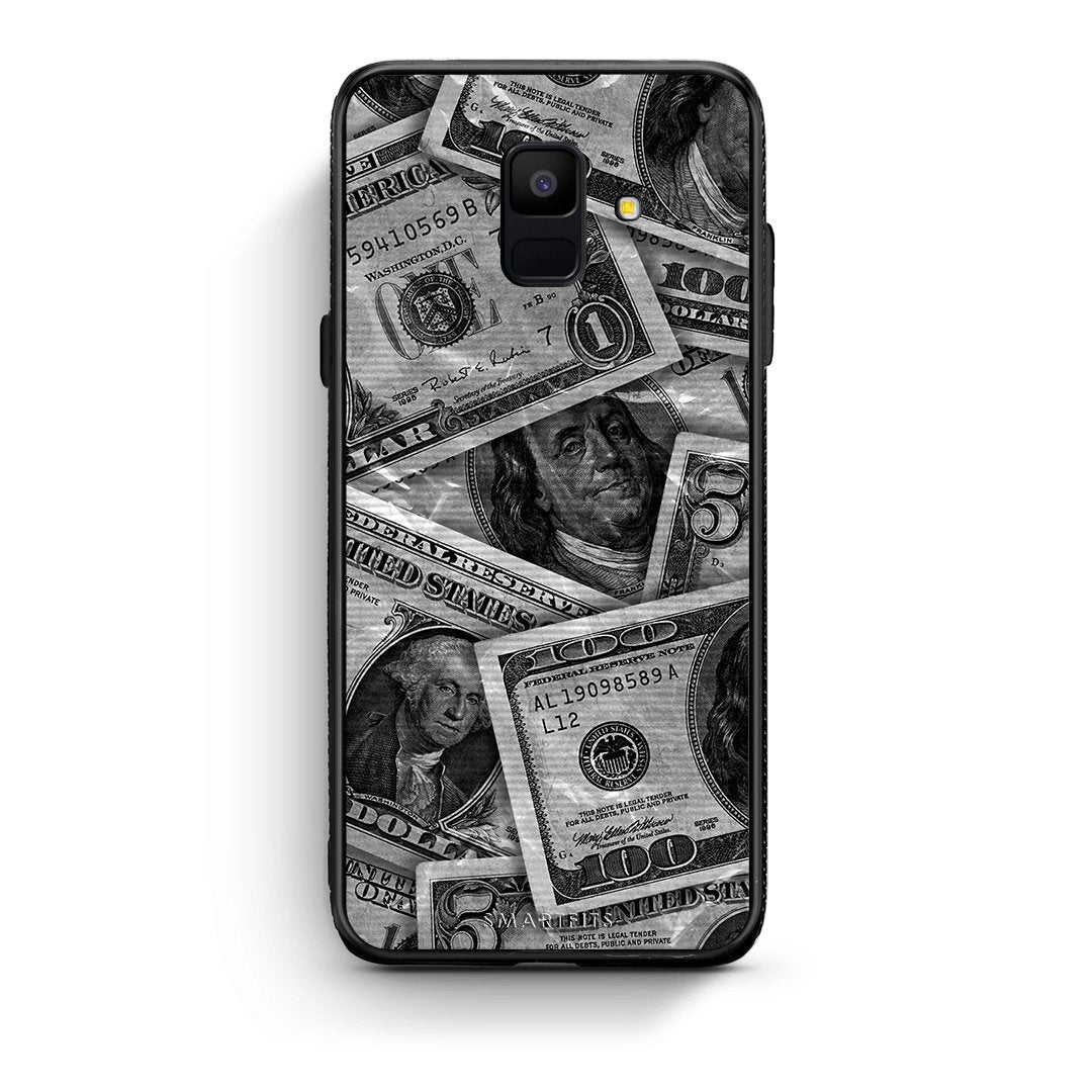 samsung A6 Money Dollars θήκη από τη Smartfits με σχέδιο στο πίσω μέρος και μαύρο περίβλημα | Smartphone case with colorful back and black bezels by Smartfits
