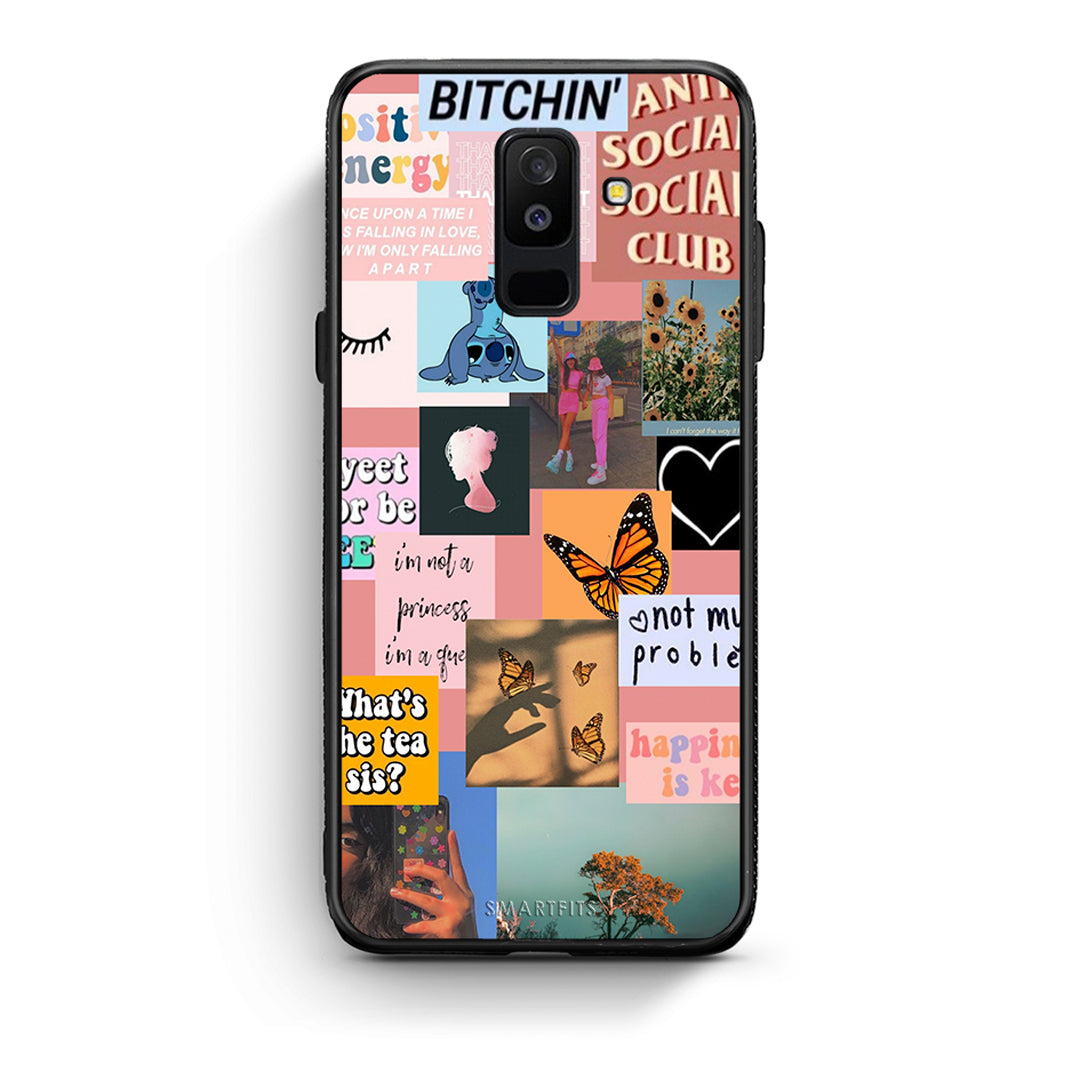 samsung A6 Plus Collage Bitchin Θήκη Αγίου Βαλεντίνου από τη Smartfits με σχέδιο στο πίσω μέρος και μαύρο περίβλημα | Smartphone case with colorful back and black bezels by Smartfits