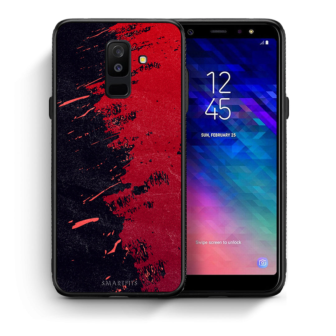 Θήκη Αγίου Βαλεντίνου Samsung A6+ 2018 Red Paint από τη Smartfits με σχέδιο στο πίσω μέρος και μαύρο περίβλημα | Samsung A6+ 2018 Red Paint case with colorful back and black bezels