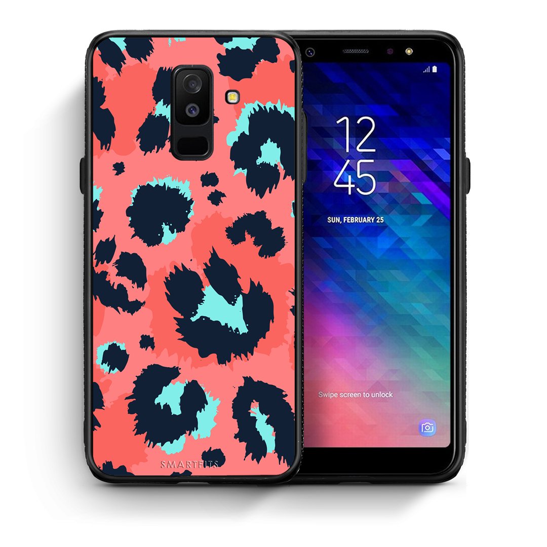 Θήκη Samsung A6+ 2018 Pink Leopard Animal από τη Smartfits με σχέδιο στο πίσω μέρος και μαύρο περίβλημα | Samsung A6+ 2018 Pink Leopard Animal case with colorful back and black bezels