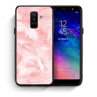 Thumbnail for Θήκη Samsung A6+ 2018 Pink Feather Boho από τη Smartfits με σχέδιο στο πίσω μέρος και μαύρο περίβλημα | Samsung A6+ 2018 Pink Feather Boho case with colorful back and black bezels
