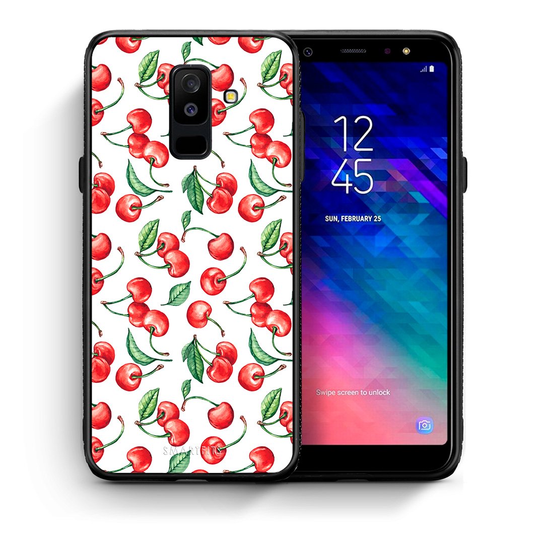 Θήκη Samsung A6+ 2018 Cherry Summer από τη Smartfits με σχέδιο στο πίσω μέρος και μαύρο περίβλημα | Samsung A6+ 2018 Cherry Summer case with colorful back and black bezels