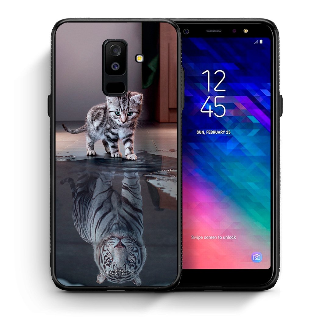 Θήκη Samsung A6+ 2018 Tiger Cute από τη Smartfits με σχέδιο στο πίσω μέρος και μαύρο περίβλημα | Samsung A6+ 2018 Tiger Cute case with colorful back and black bezels