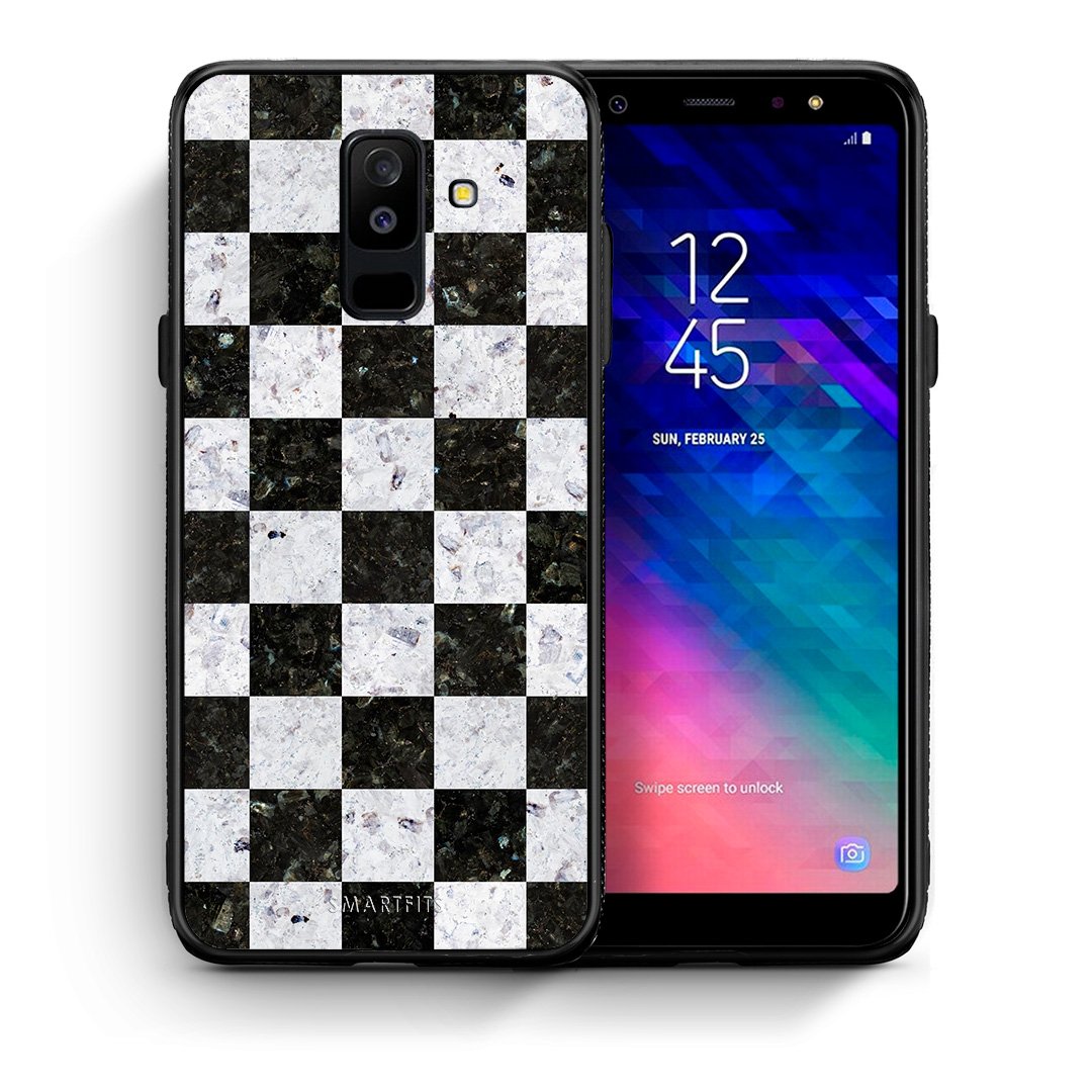 Θήκη Samsung A6+ 2018 Square Geometric Marble από τη Smartfits με σχέδιο στο πίσω μέρος και μαύρο περίβλημα | Samsung A6+ 2018 Square Geometric Marble case with colorful back and black bezels