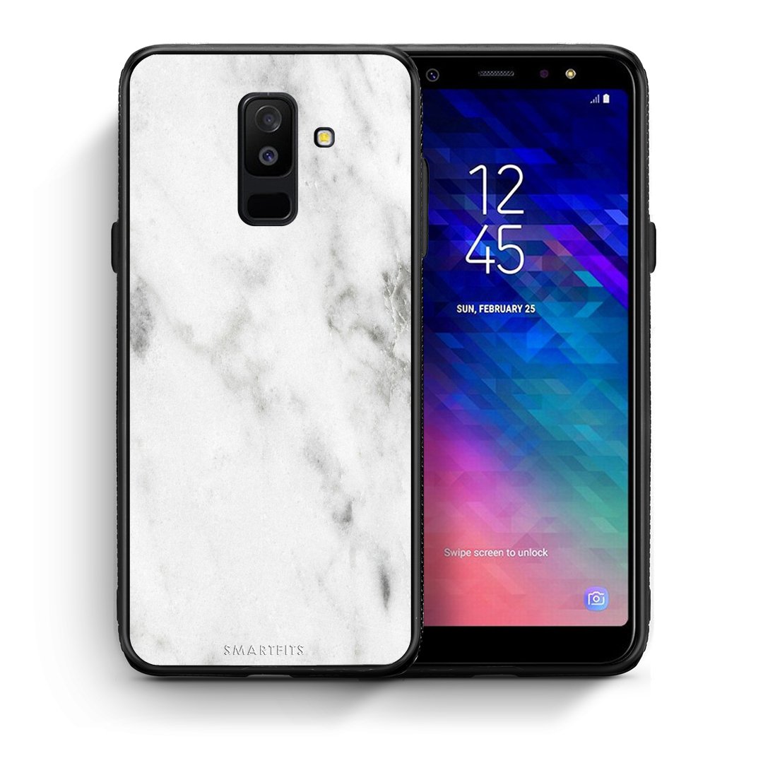 Θήκη Samsung A6+ 2018 White Marble από τη Smartfits με σχέδιο στο πίσω μέρος και μαύρο περίβλημα | Samsung A6+ 2018 White Marble case with colorful back and black bezels