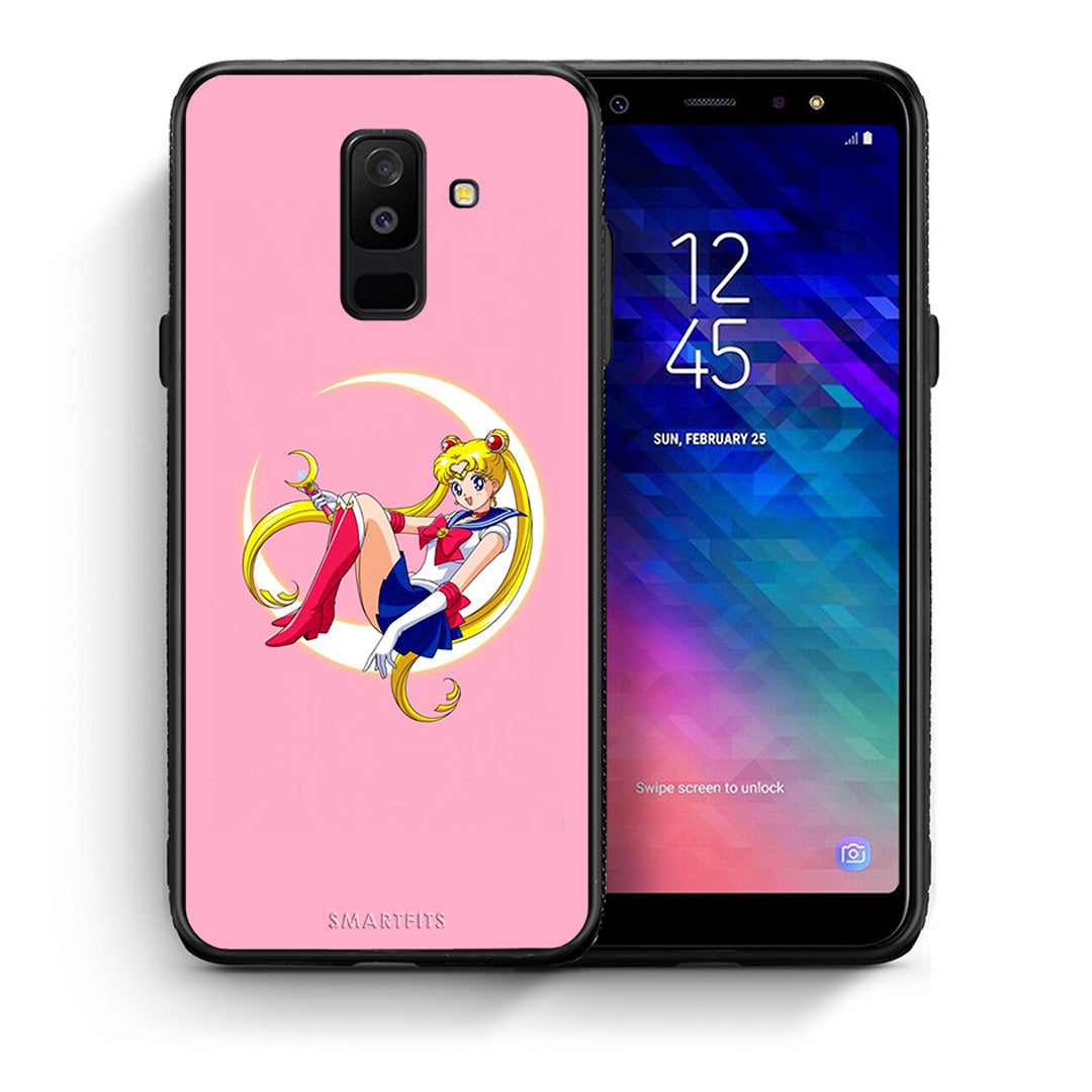 Θήκη Samsung A6+ 2018 Moon Girl από τη Smartfits με σχέδιο στο πίσω μέρος και μαύρο περίβλημα | Samsung A6+ 2018 Moon Girl case with colorful back and black bezels