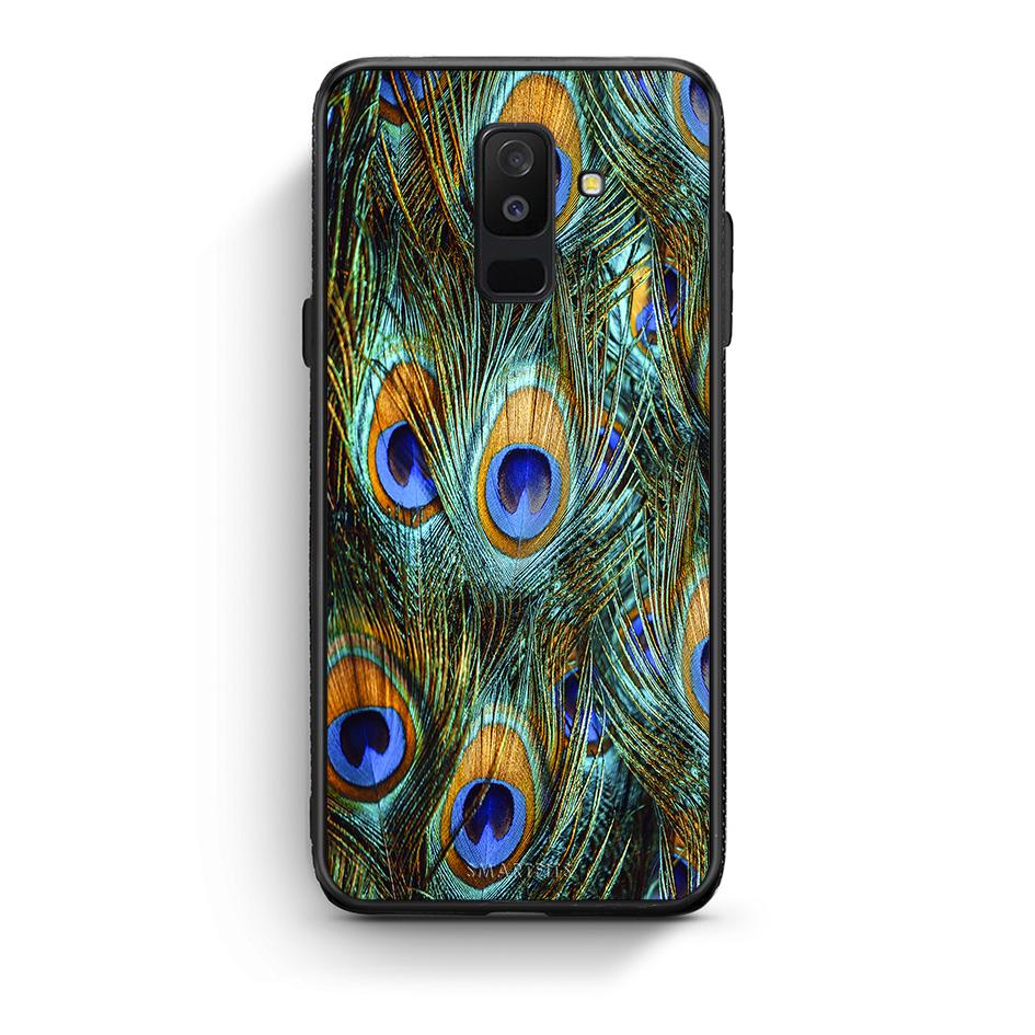 samsung A6 Plus Real Peacock Feathers θήκη από τη Smartfits με σχέδιο στο πίσω μέρος και μαύρο περίβλημα | Smartphone case with colorful back and black bezels by Smartfits