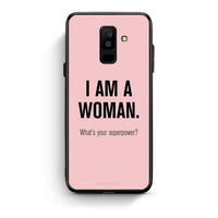 Thumbnail for samsung A6 Plus Superpower Woman θήκη από τη Smartfits με σχέδιο στο πίσω μέρος και μαύρο περίβλημα | Smartphone case with colorful back and black bezels by Smartfits