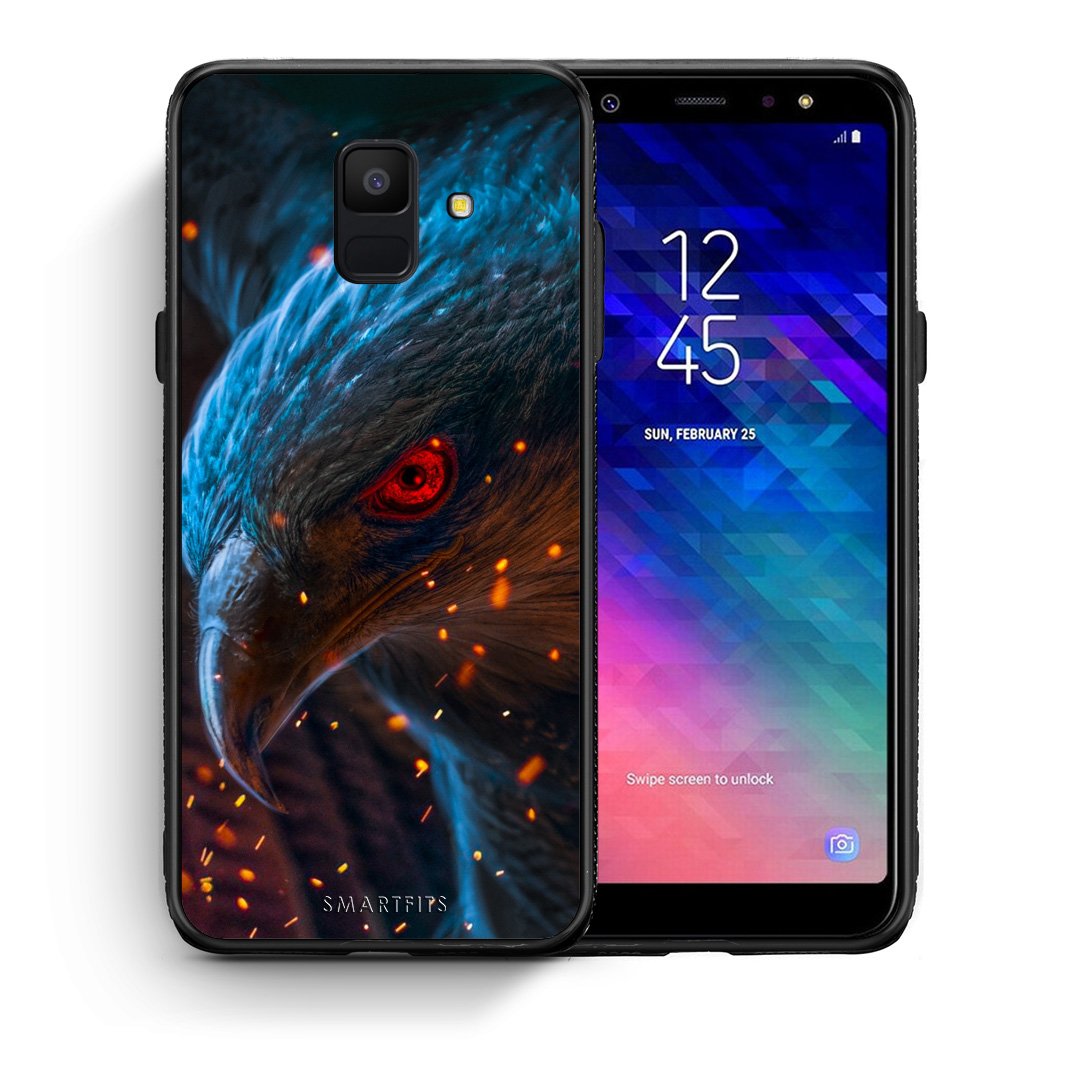 Θήκη Samsung A6 2018 Eagle PopArt από τη Smartfits με σχέδιο στο πίσω μέρος και μαύρο περίβλημα | Samsung A6 2018 Eagle PopArt case with colorful back and black bezels