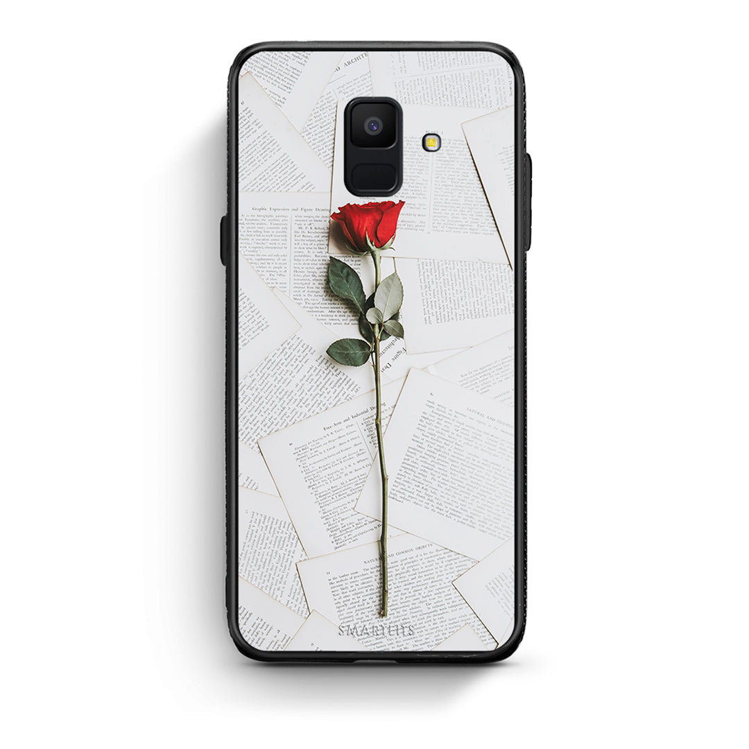 samsung A6 Red Rose θήκη από τη Smartfits με σχέδιο στο πίσω μέρος και μαύρο περίβλημα | Smartphone case with colorful back and black bezels by Smartfits