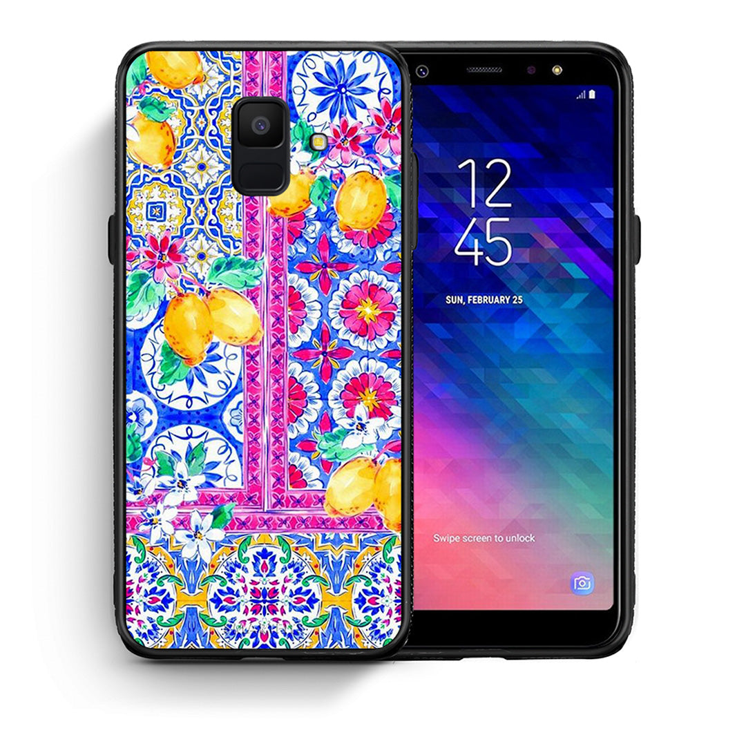 Θήκη Samsung A6 2018 Retro Spring από τη Smartfits με σχέδιο στο πίσω μέρος και μαύρο περίβλημα | Samsung A6 2018 Retro Spring case with colorful back and black bezels