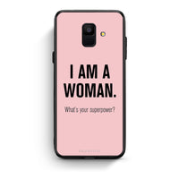 Thumbnail for samsung A6 Superpower Woman θήκη από τη Smartfits με σχέδιο στο πίσω μέρος και μαύρο περίβλημα | Smartphone case with colorful back and black bezels by Smartfits
