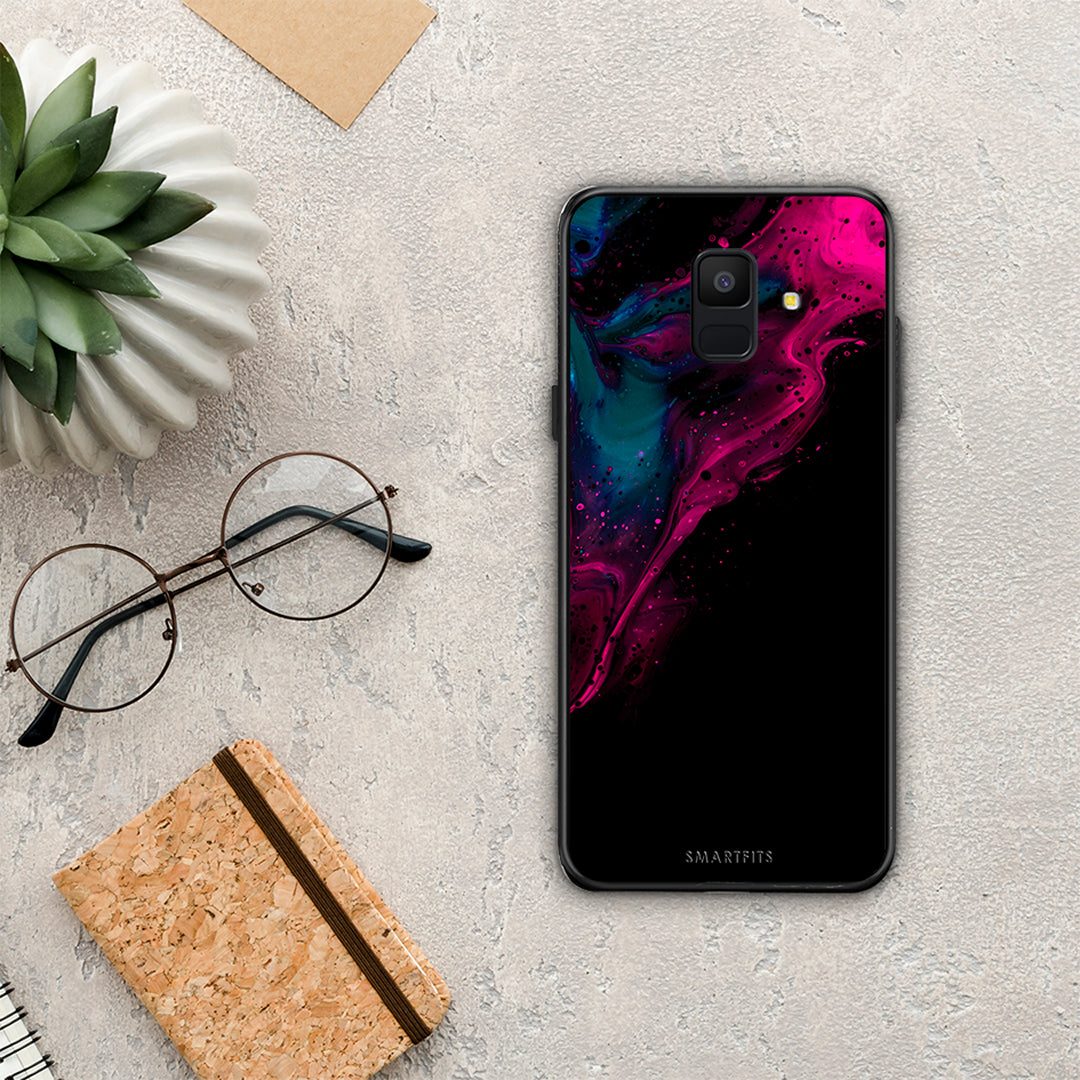 Watercolor Pink Black - Samsung Galaxy A6 2018 case