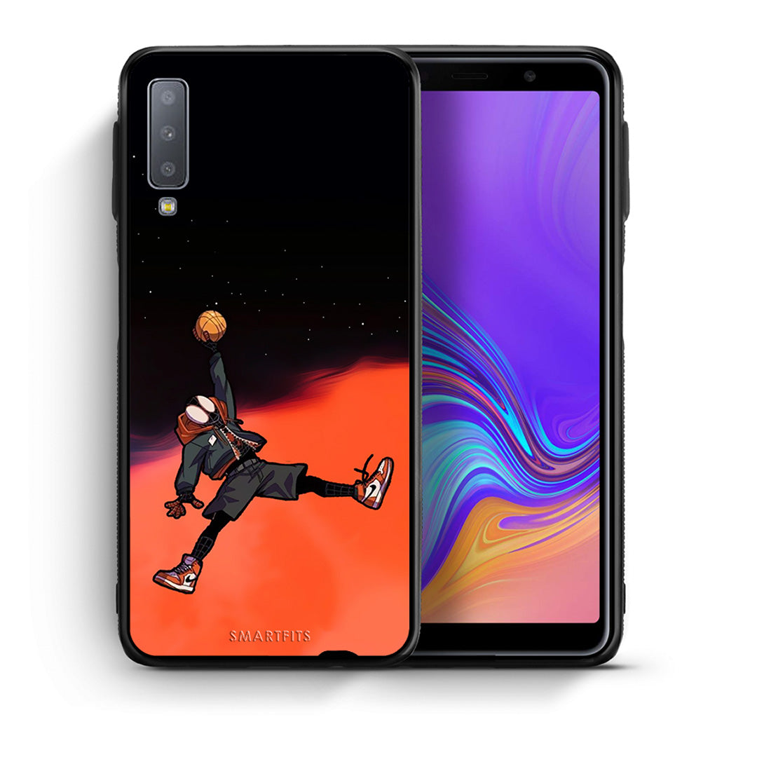 Θήκη Samsung A7 2018 Basketball Hero από τη Smartfits με σχέδιο στο πίσω μέρος και μαύρο περίβλημα | Samsung A7 2018 Basketball Hero case with colorful back and black bezels