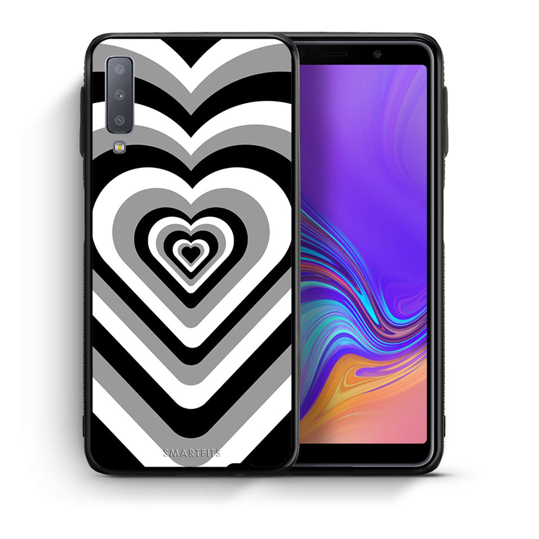 Θήκη Samsung A7 2018 Black Hearts από τη Smartfits με σχέδιο στο πίσω μέρος και μαύρο περίβλημα | Samsung A7 2018 Black Hearts case with colorful back and black bezels