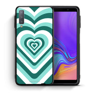 Thumbnail for Θήκη Samsung A7 2018 Green Hearts από τη Smartfits με σχέδιο στο πίσω μέρος και μαύρο περίβλημα | Samsung A7 2018 Green Hearts case with colorful back and black bezels