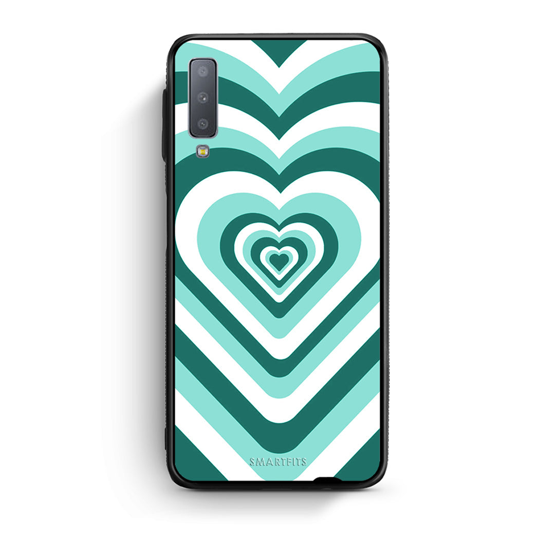 samsung A7 Green Hearts θήκη από τη Smartfits με σχέδιο στο πίσω μέρος και μαύρο περίβλημα | Smartphone case with colorful back and black bezels by Smartfits