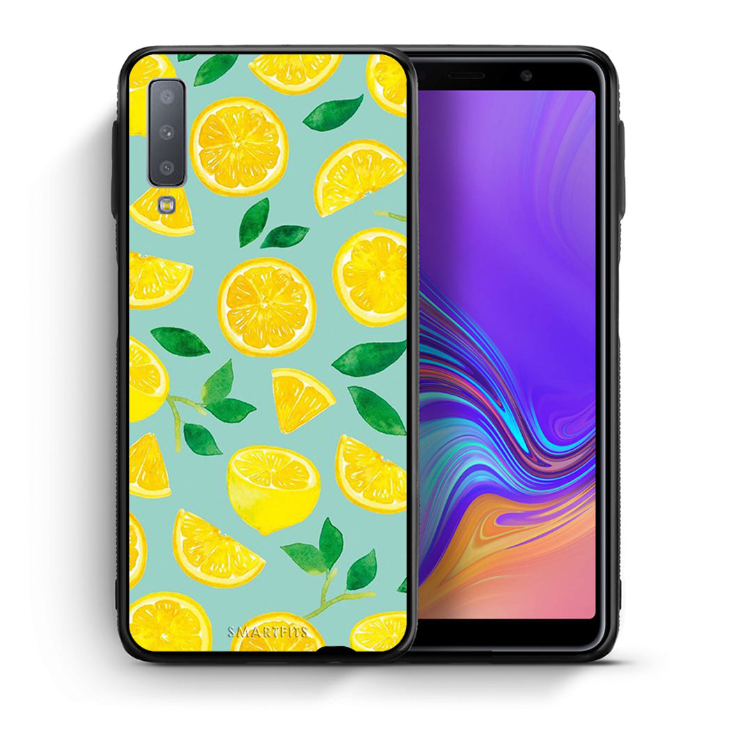 Θήκη Samsung A7 2018 Lemons από τη Smartfits με σχέδιο στο πίσω μέρος και μαύρο περίβλημα | Samsung A7 2018 Lemons case with colorful back and black bezels