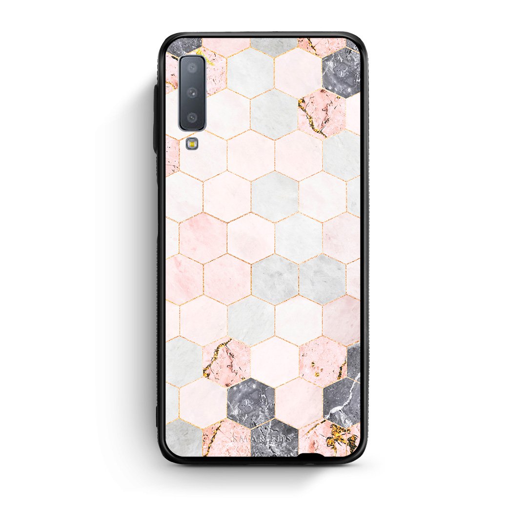 4 - samsung A7 Hexagon Pink Marble case, cover, bumper