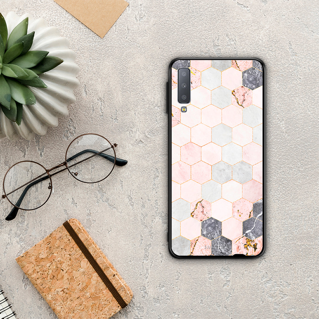 Marble Hexagon Pink - Samsung Galaxy A7 2018 case