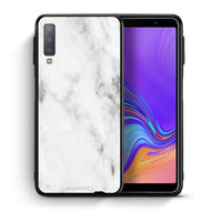 Thumbnail for Θήκη Samsung A7 2018 White Marble από τη Smartfits με σχέδιο στο πίσω μέρος και μαύρο περίβλημα | Samsung A7 2018 White Marble case with colorful back and black bezels