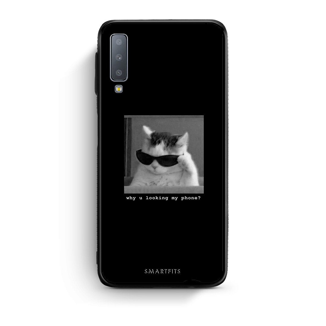 samsung A7 Meme Cat θήκη από τη Smartfits με σχέδιο στο πίσω μέρος και μαύρο περίβλημα | Smartphone case with colorful back and black bezels by Smartfits