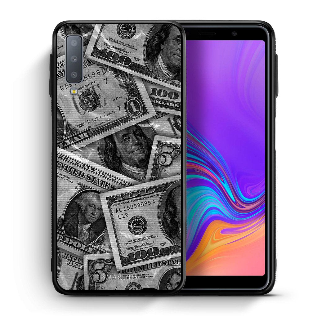 Θήκη Samsung A7 2018 Money Dollars από τη Smartfits με σχέδιο στο πίσω μέρος και μαύρο περίβλημα | Samsung A7 2018 Money Dollars case with colorful back and black bezels