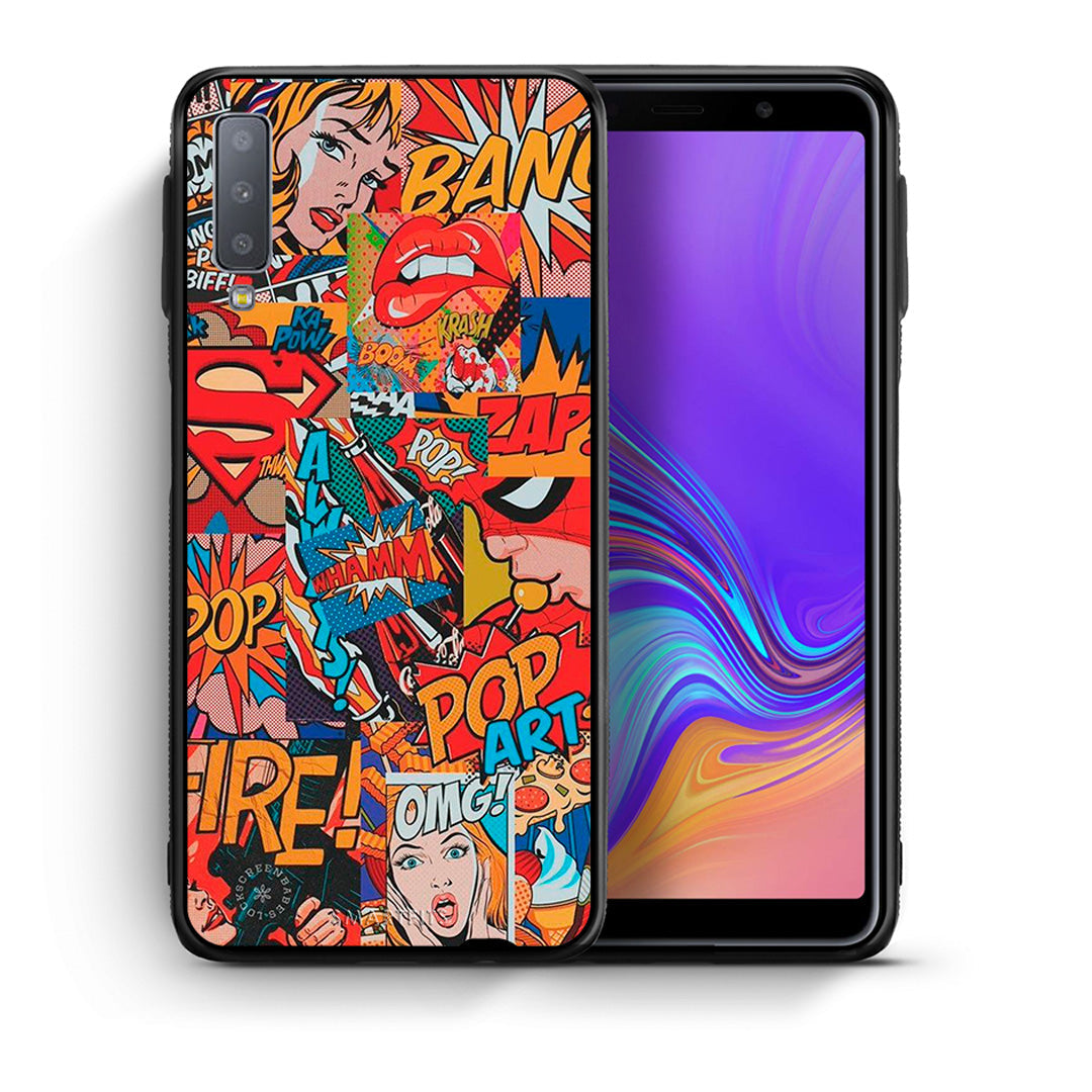 Θήκη Samsung A7 2018 PopArt OMG από τη Smartfits με σχέδιο στο πίσω μέρος και μαύρο περίβλημα | Samsung A7 2018 PopArt OMG case with colorful back and black bezels