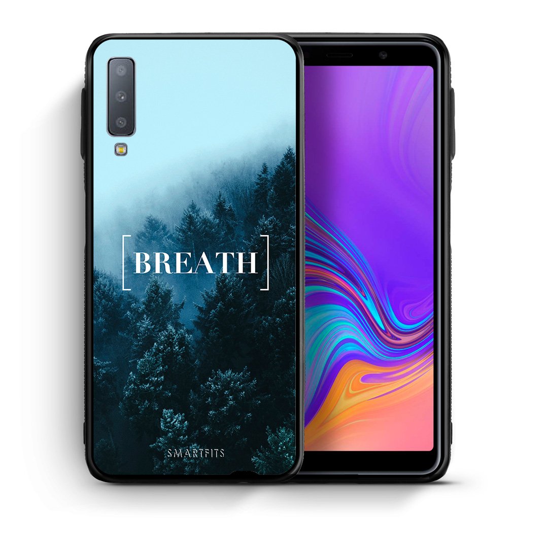 Θήκη Samsung A7 2018 Breath Quote από τη Smartfits με σχέδιο στο πίσω μέρος και μαύρο περίβλημα | Samsung A7 2018 Breath Quote case with colorful back and black bezels