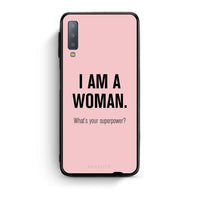 Thumbnail for samsung A7 Superpower Woman θήκη από τη Smartfits με σχέδιο στο πίσω μέρος και μαύρο περίβλημα | Smartphone case with colorful back and black bezels by Smartfits