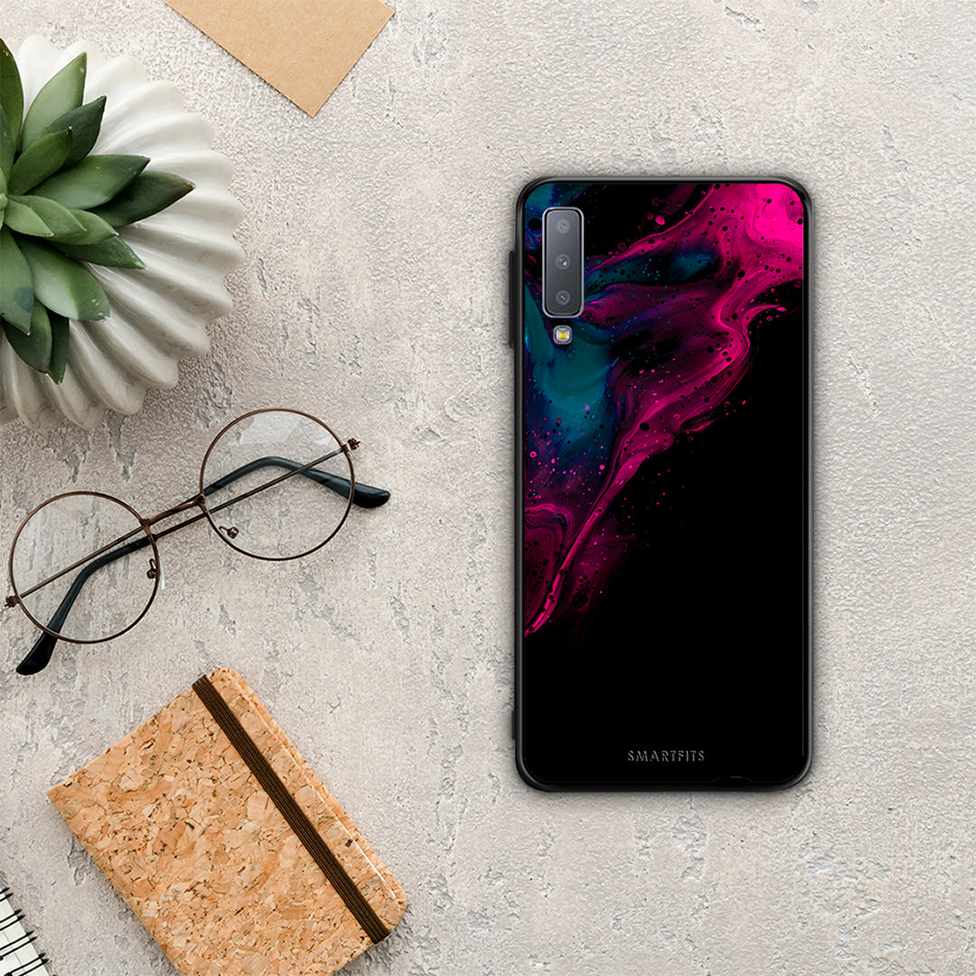 Watercolor Pink Black - Samsung Galaxy A7 2018 case