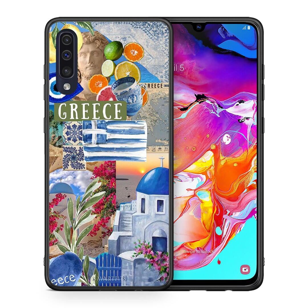 Θήκη Samsung A70 All Greek από τη Smartfits με σχέδιο στο πίσω μέρος και μαύρο περίβλημα | Samsung A70 All Greek case with colorful back and black bezels