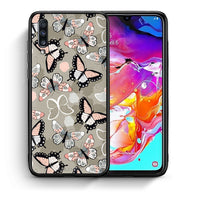 Thumbnail for Θήκη Samsung A70 Butterflies Boho από τη Smartfits με σχέδιο στο πίσω μέρος και μαύρο περίβλημα | Samsung A70 Butterflies Boho case with colorful back and black bezels