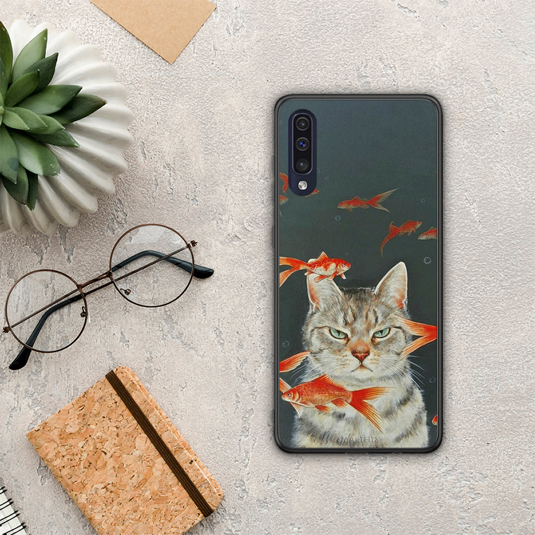 Cat Goldfish - Samsung Galaxy A70 case