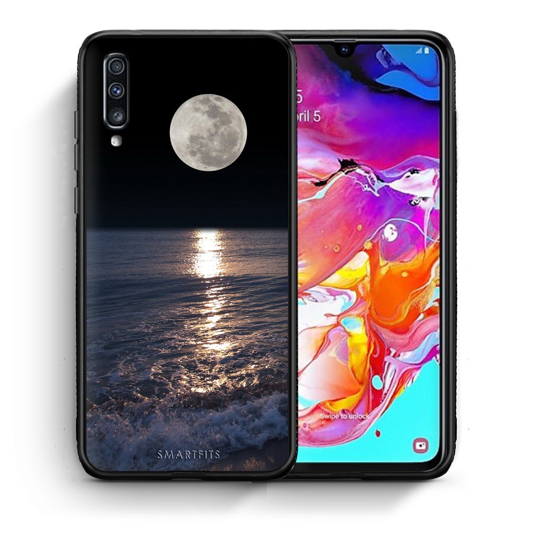 Θήκη Samsung A70 Moon Landscape από τη Smartfits με σχέδιο στο πίσω μέρος και μαύρο περίβλημα | Samsung A70 Moon Landscape case with colorful back and black bezels