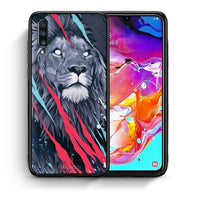 Thumbnail for Θήκη Samsung A70 Lion Designer PopArt από τη Smartfits με σχέδιο στο πίσω μέρος και μαύρο περίβλημα | Samsung A70 Lion Designer PopArt case with colorful back and black bezels