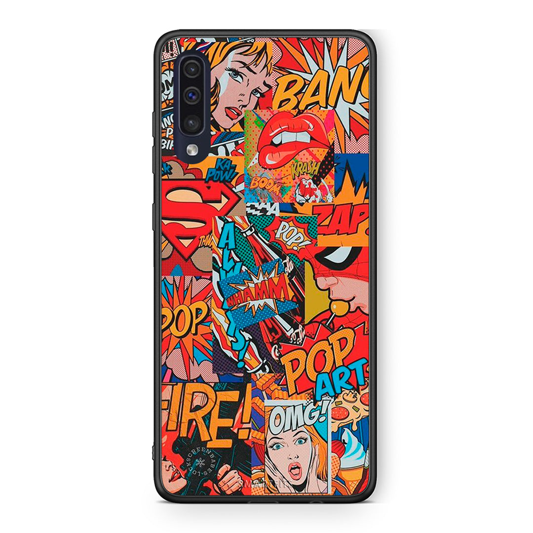 Samsung A70 PopArt OMG θήκη από τη Smartfits με σχέδιο στο πίσω μέρος και μαύρο περίβλημα | Smartphone case with colorful back and black bezels by Smartfits