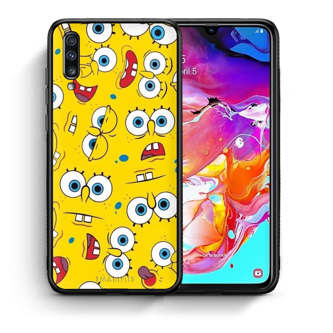 Θήκη Samsung A70 Sponge PopArt από τη Smartfits με σχέδιο στο πίσω μέρος και μαύρο περίβλημα | Samsung A70 Sponge PopArt case with colorful back and black bezels