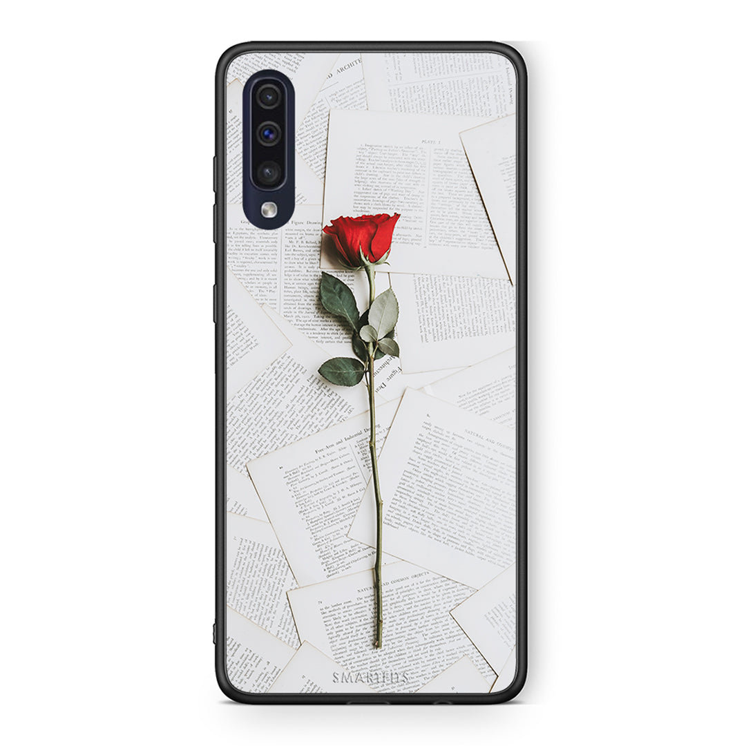 Samsung A70 Red Rose θήκη από τη Smartfits με σχέδιο στο πίσω μέρος και μαύρο περίβλημα | Smartphone case with colorful back and black bezels by Smartfits