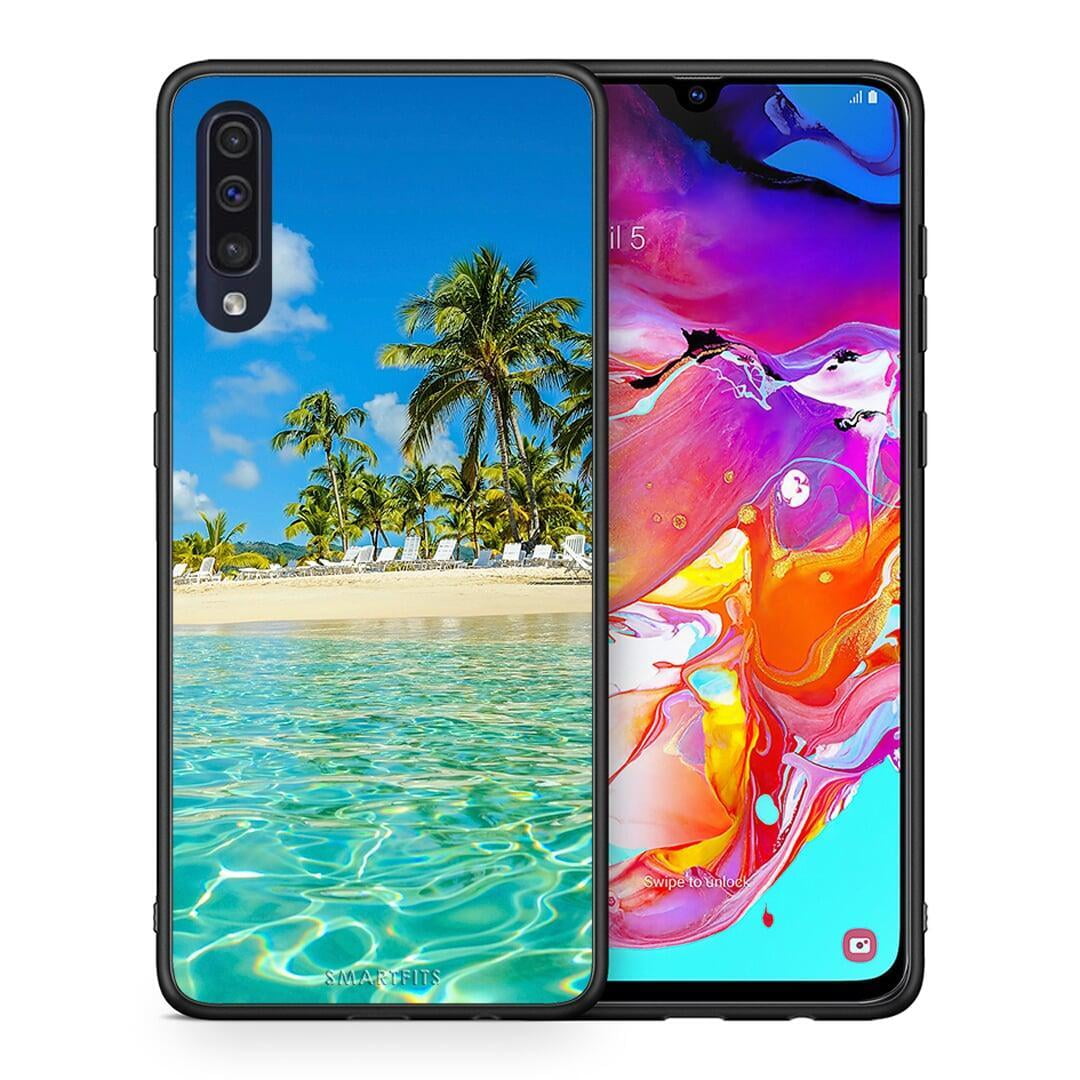 Θήκη Samsung A70 Tropical Vibes από τη Smartfits με σχέδιο στο πίσω μέρος και μαύρο περίβλημα | Samsung A70 Tropical Vibes case with colorful back and black bezels