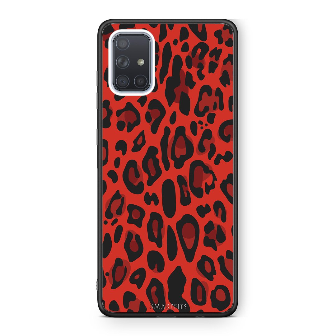 4 - Samsung A51 Red Leopard Animal case, cover, bumper
