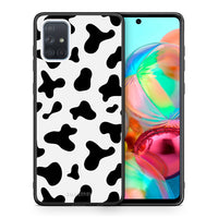 Thumbnail for Θήκη Samsung A71 Cow Print από τη Smartfits με σχέδιο στο πίσω μέρος και μαύρο περίβλημα | Samsung A71 Cow Print case with colorful back and black bezels