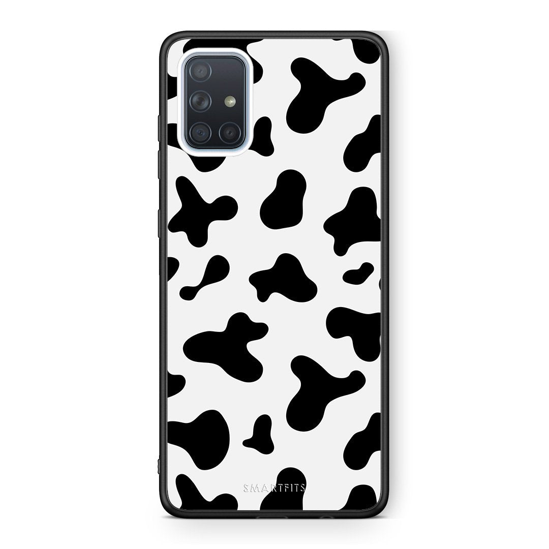 Samsung A51 Cow Print θήκη από τη Smartfits με σχέδιο στο πίσω μέρος και μαύρο περίβλημα | Smartphone case with colorful back and black bezels by Smartfits