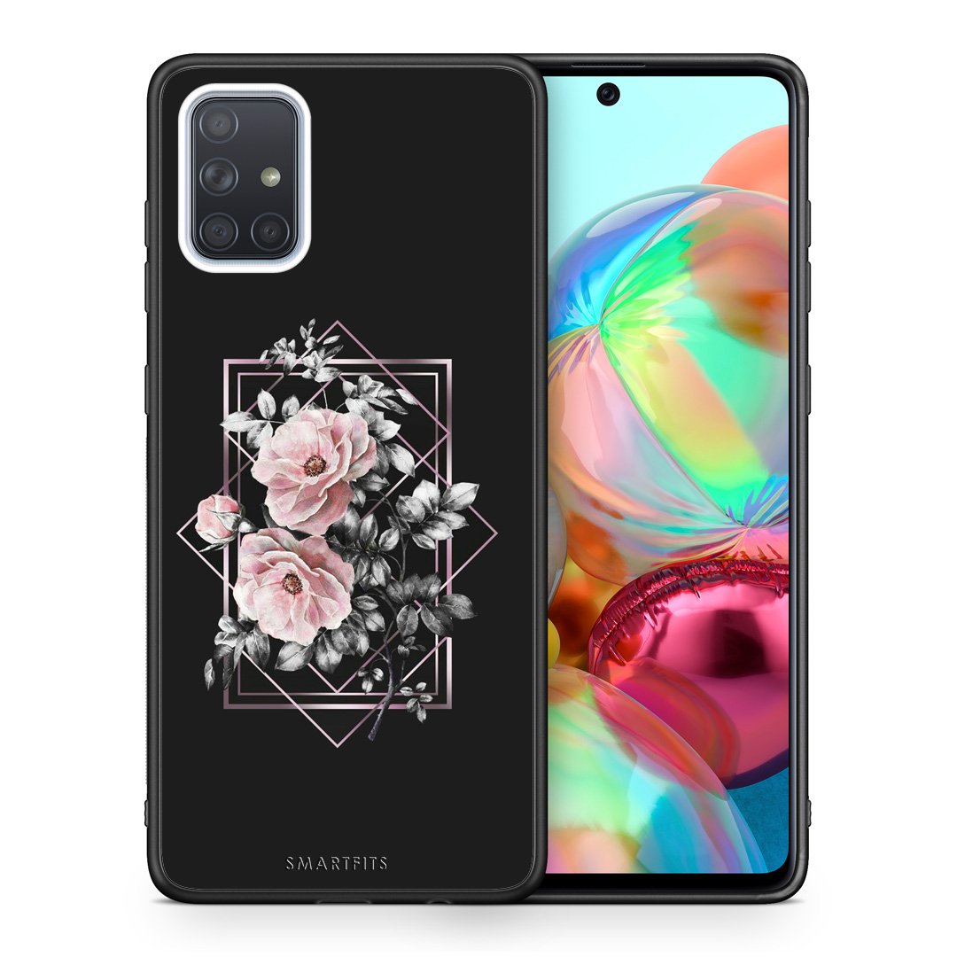 Θήκη Samsung A71 Frame Flower από τη Smartfits με σχέδιο στο πίσω μέρος και μαύρο περίβλημα | Samsung A71 Frame Flower case with colorful back and black bezels